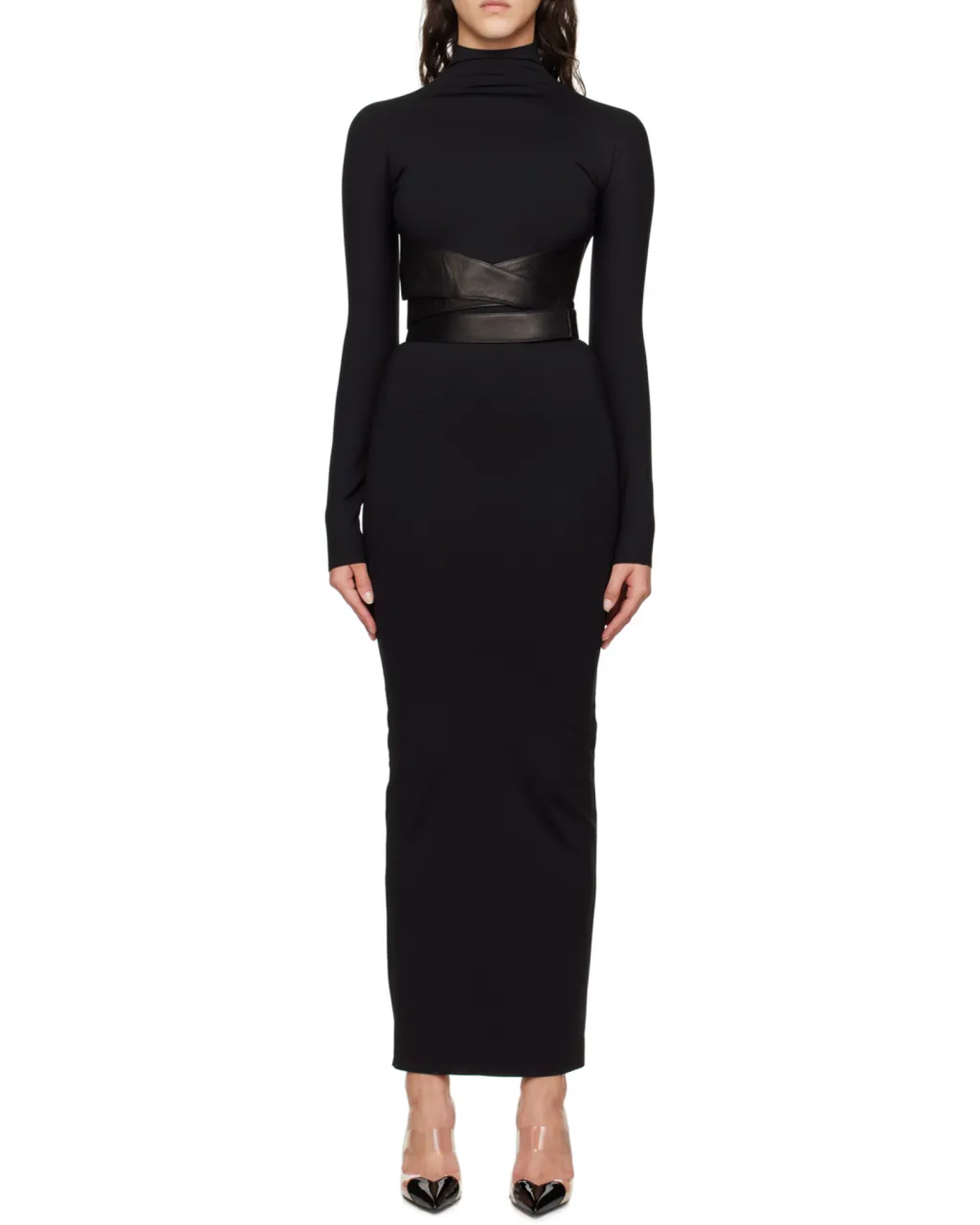 High-Necked And Long-Sleeved Dress