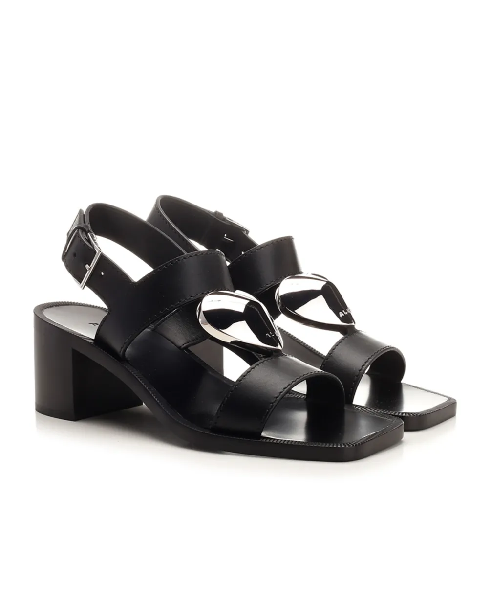 Square Toe Heart Embellished Sandals