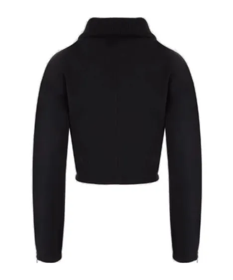 Zip-Detailed Biker Cardigan