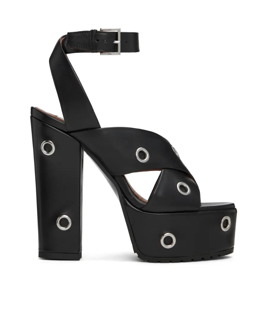 Block Heel Eyelets Detailed Platform Sandals