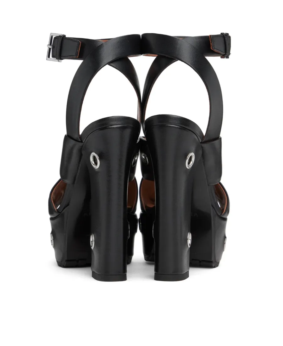 Block Heel Eyelets Detailed Platform Sandals