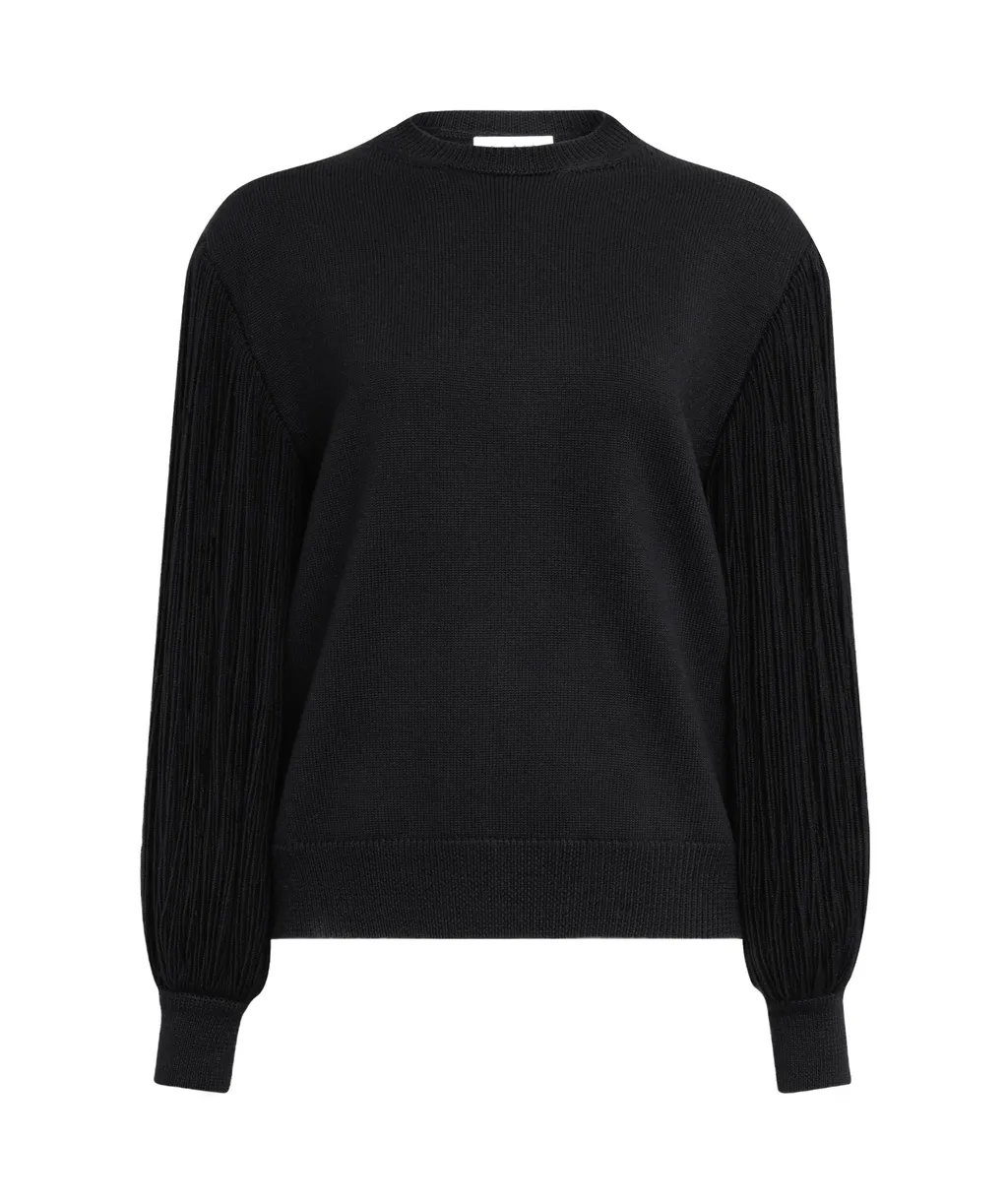 Fringed-Sleeve Knit Jumper