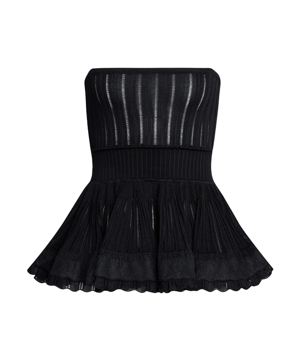 Crinoline Ribbed-Knit Sleeveless Top