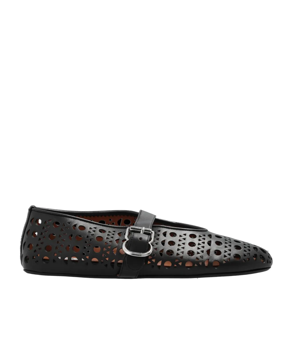 Cut-Out Leather Ballerinas