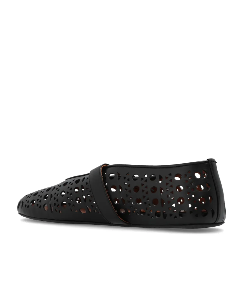 Cut-Out Leather Ballerinas