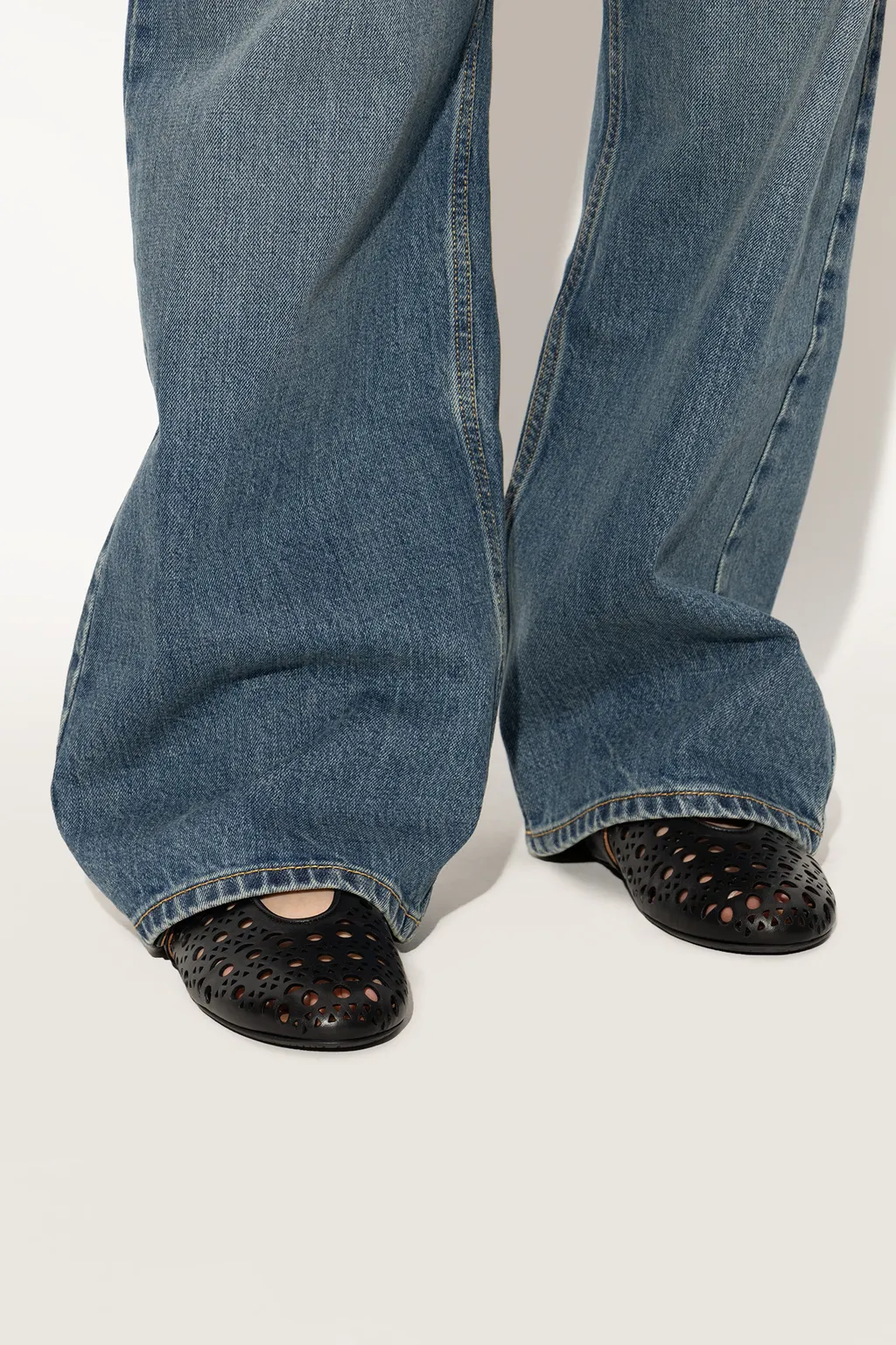 Cut-Out Leather Ballerinas