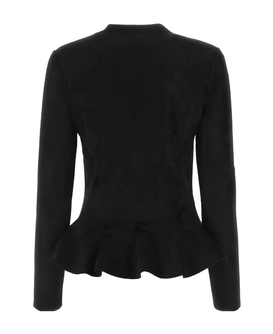 Peplum Velvet Knit Cardigan
