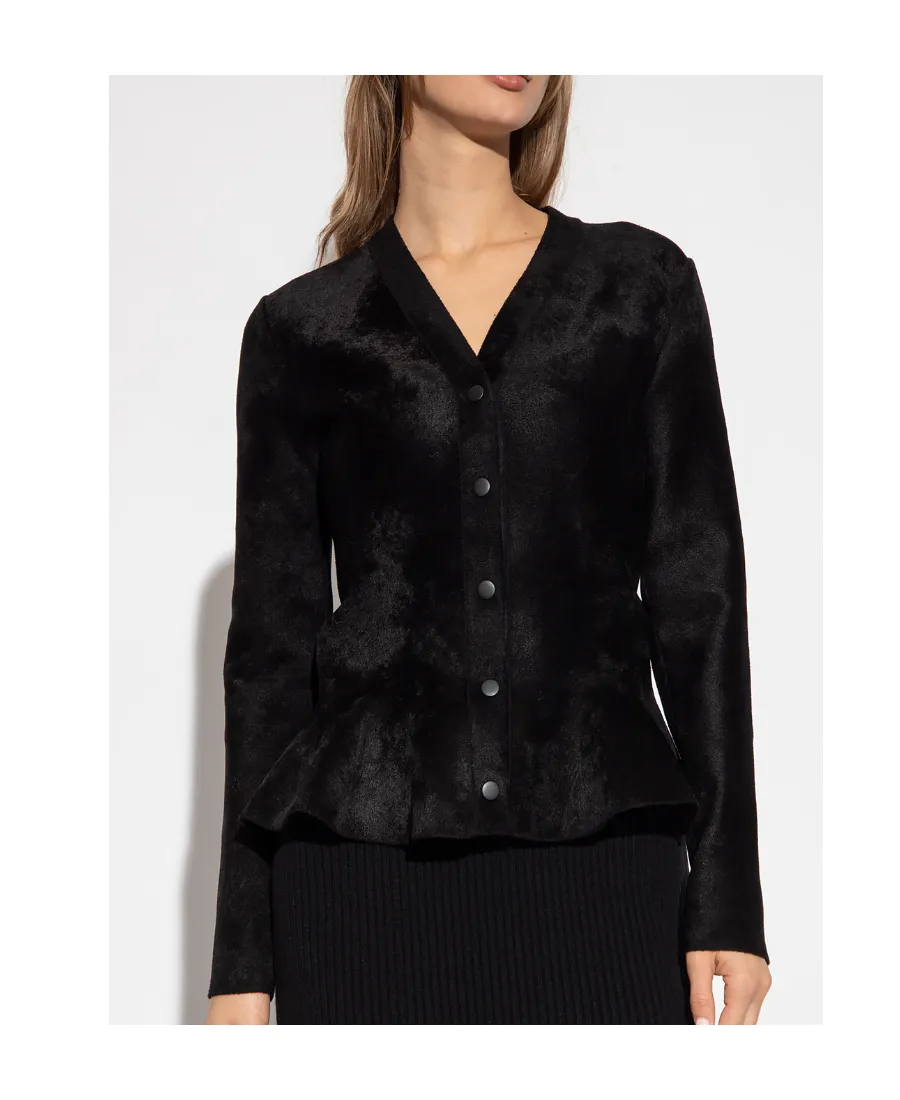 Peplum Velvet Knit Cardigan