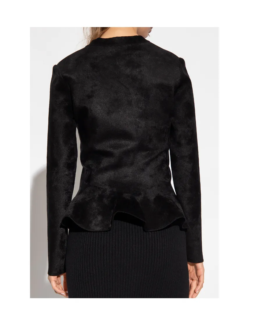 Peplum Velvet Knit Cardigan