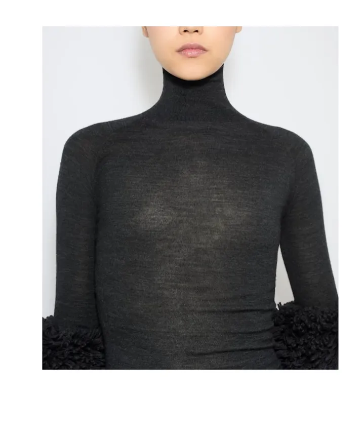 High-Neck Draped Knit Bodysuit
