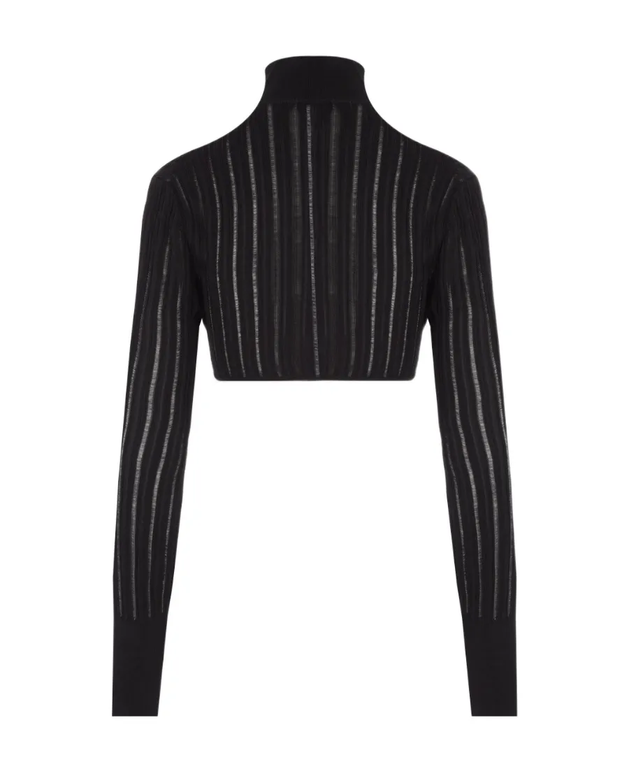 Long-Sleeved Short Knitted Cardigan