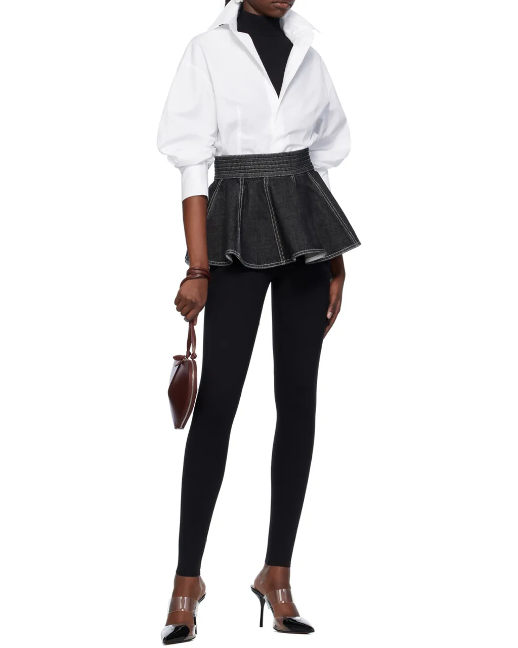 Mesh Panelled Poplin Bodysuit
