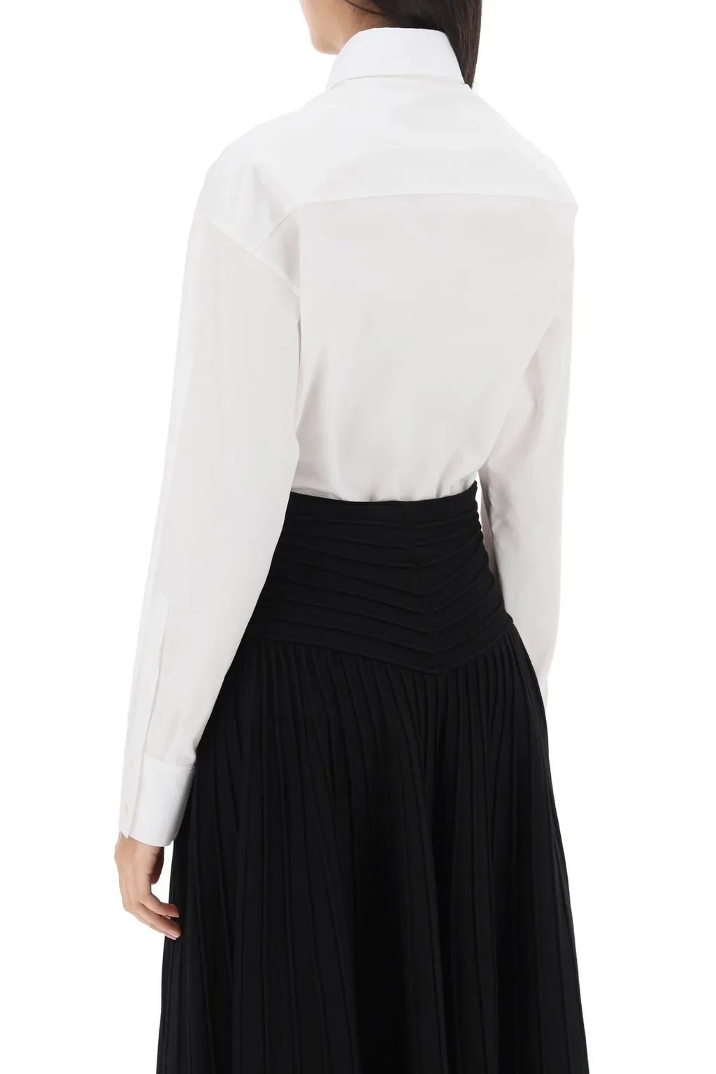 Mesh Panelled Poplin Bodysuit