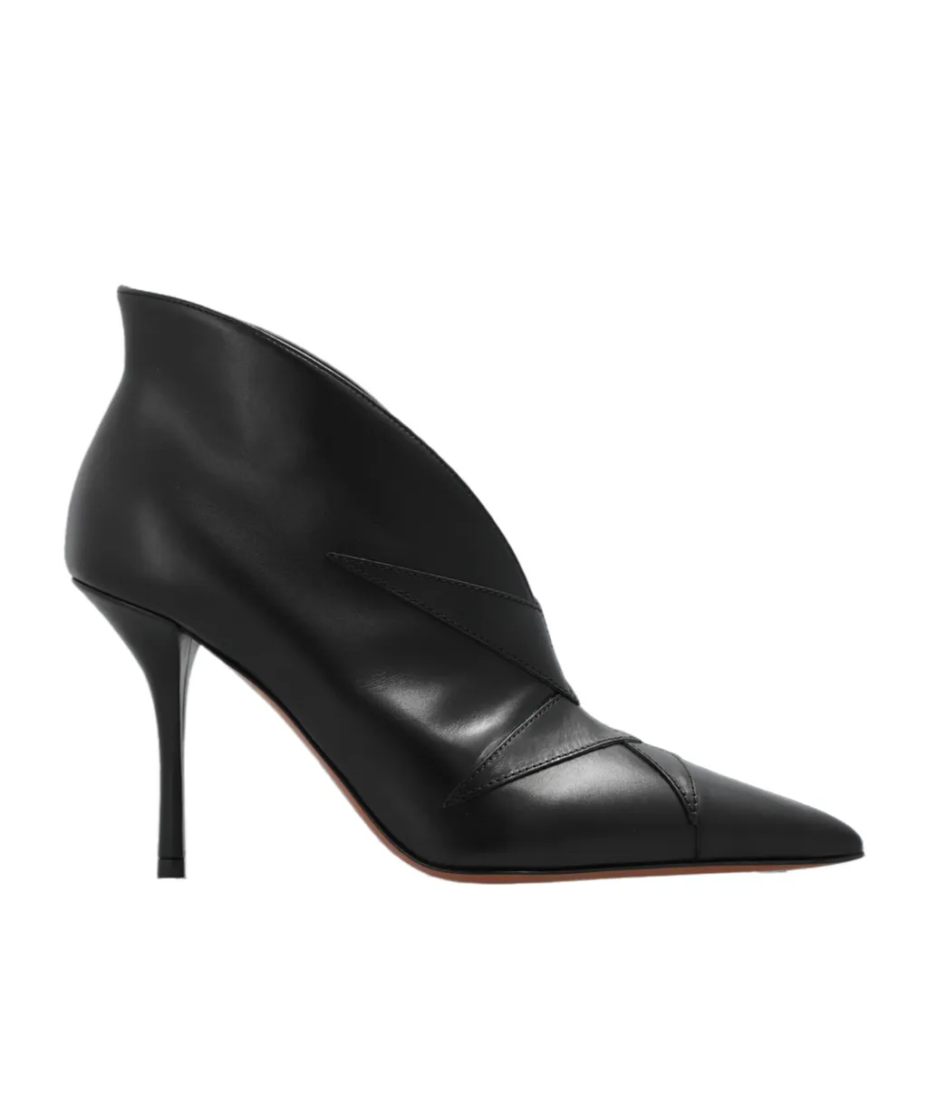 Panel-Detailing Leather Ankle Boots