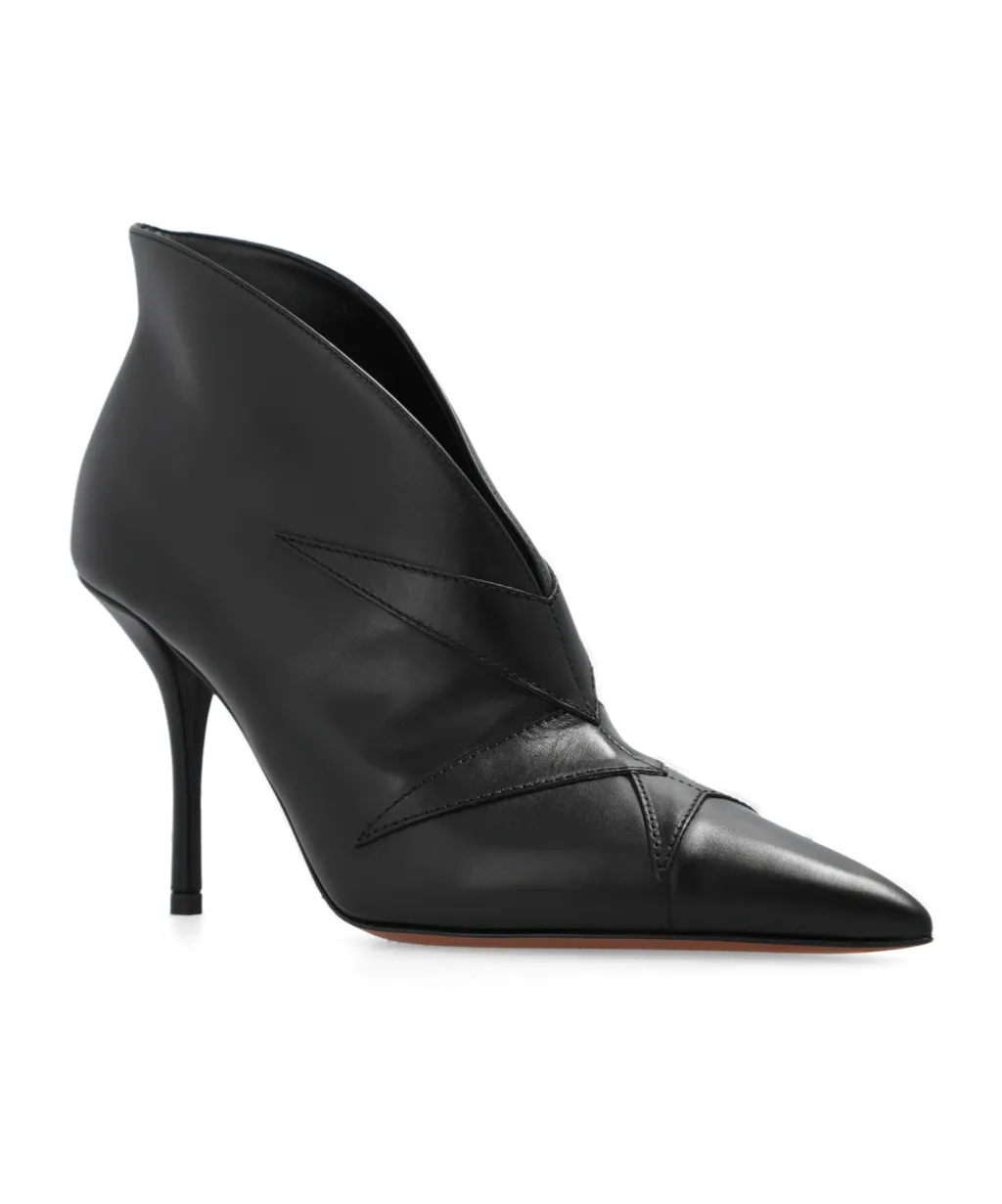 Panel-Detailing Leather Ankle Boots