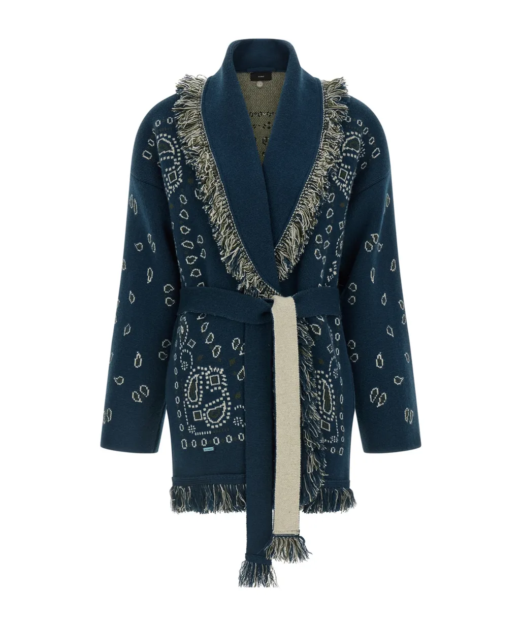 Bandana Jacquard Fringed Cardigan