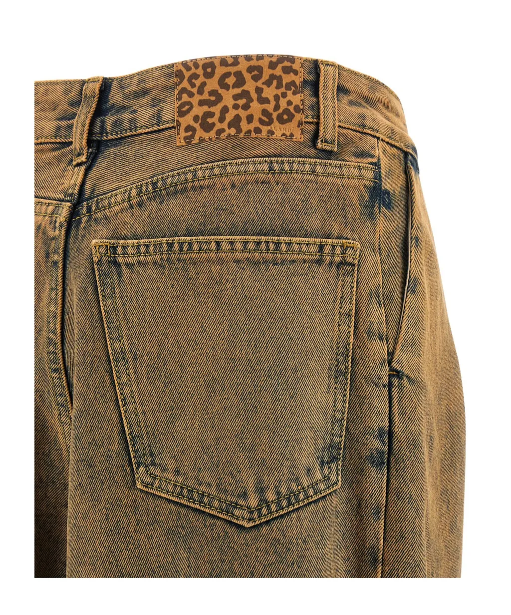Desert Rose Pleat-Detailed Acid-Wash Jeans