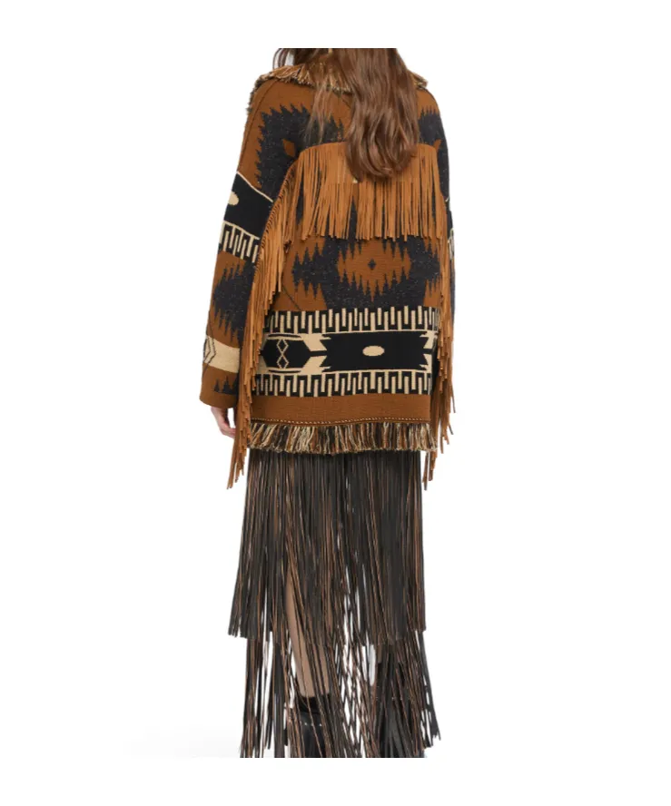 Dreamscape Fringed Knit Cardigan
