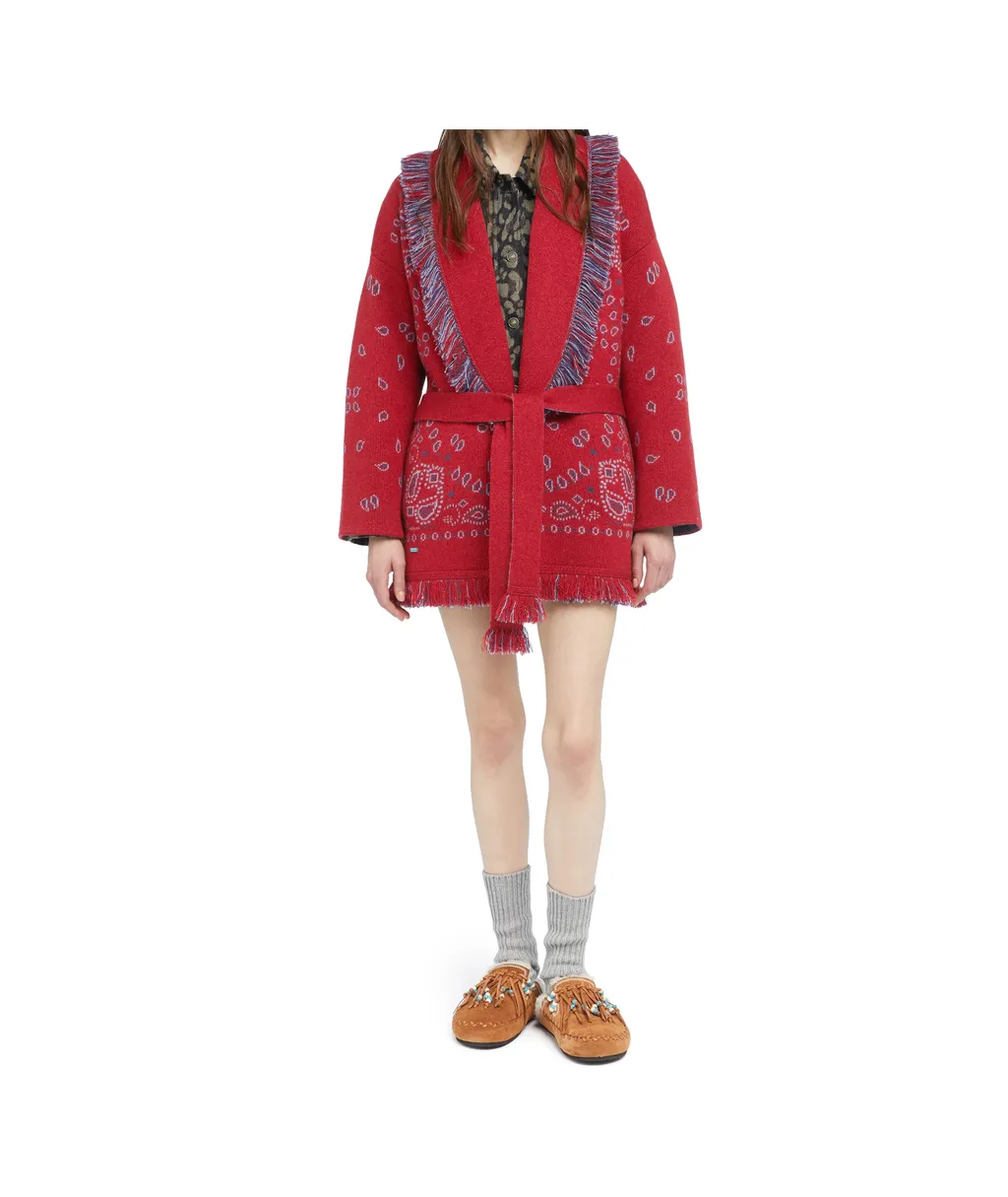 Bandana Jacquard Fringed Cardigan
