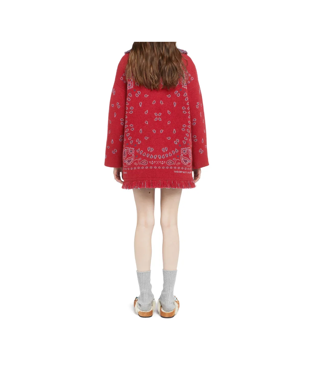Bandana Jacquard Fringed Cardigan