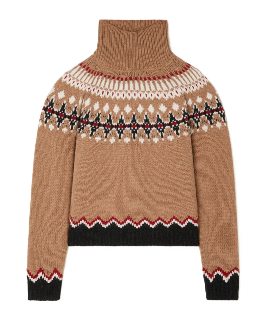 Pattern Intarsia-Knit Turtleneck Jumper