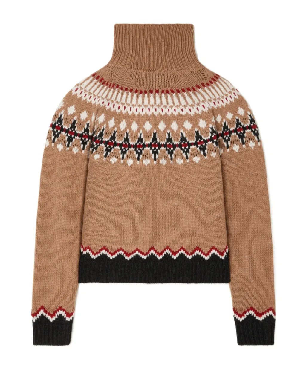 Pattern Intarsia-Knit Turtleneck Jumper