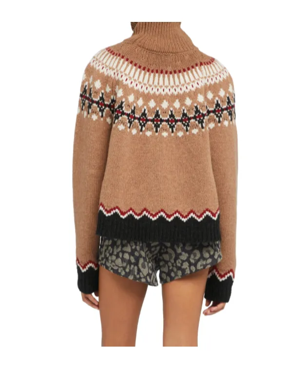 Pattern Intarsia-Knit Turtleneck Jumper
