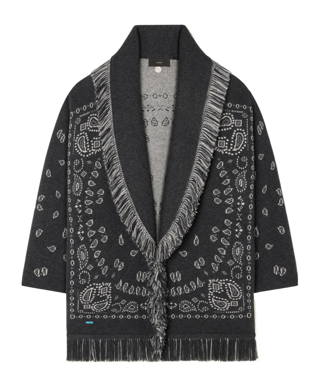 Bandana Jacquard Fringed Cardigan