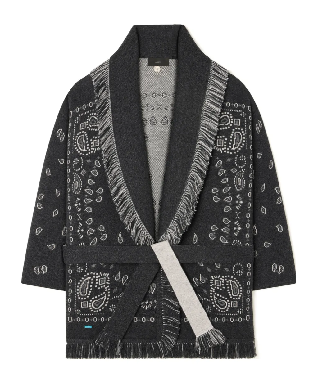 Bandana Jacquard Fringed Cardigan