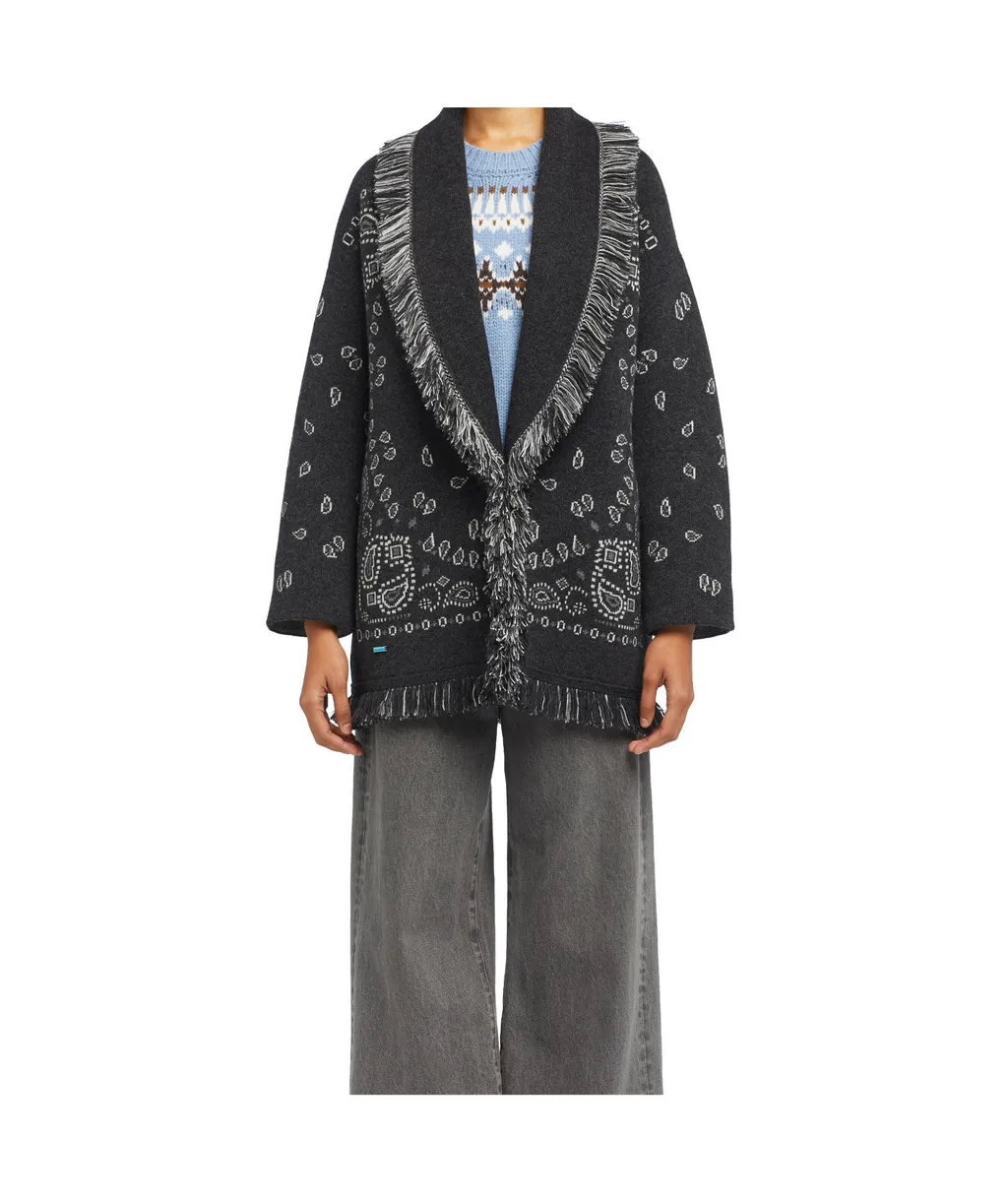 Bandana Jacquard Fringed Cardigan