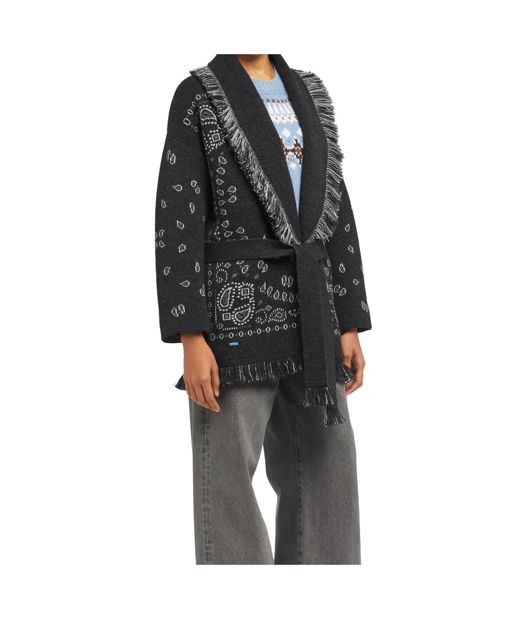 Bandana Jacquard Fringed Cardigan