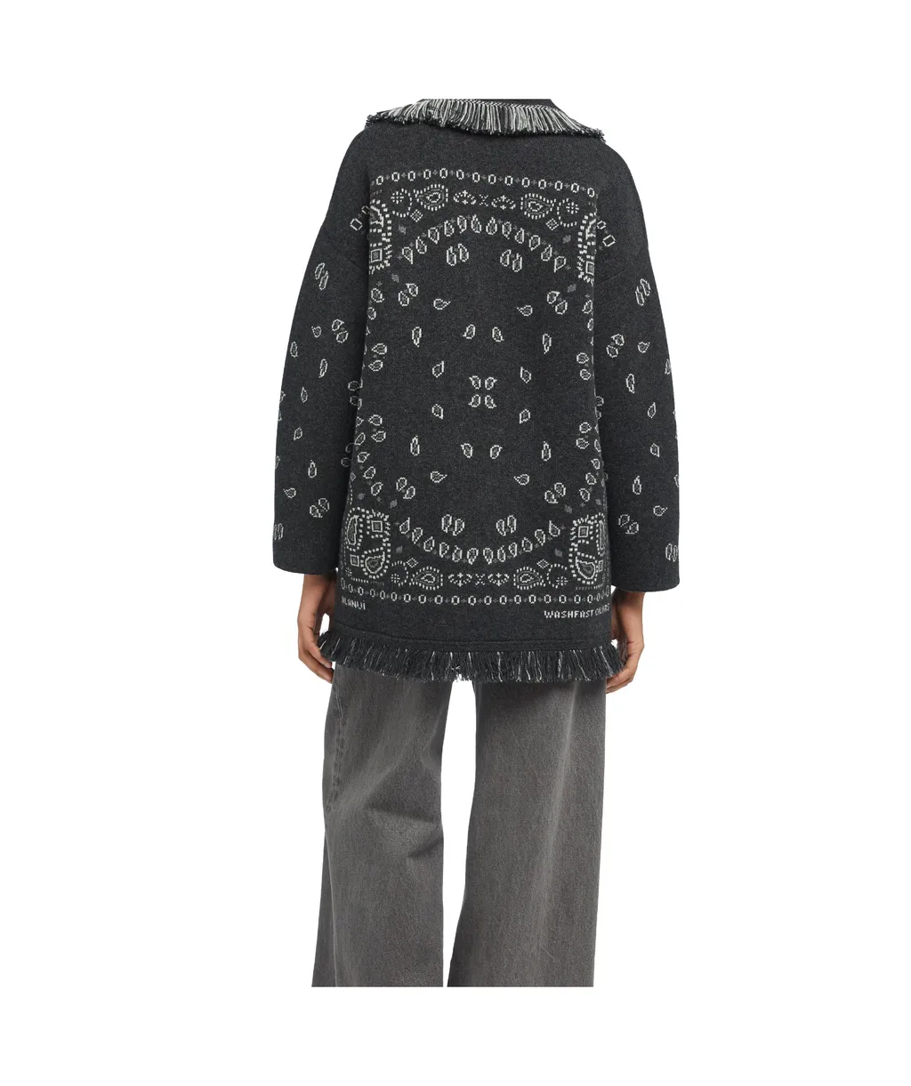 Bandana Jacquard Fringed Cardigan