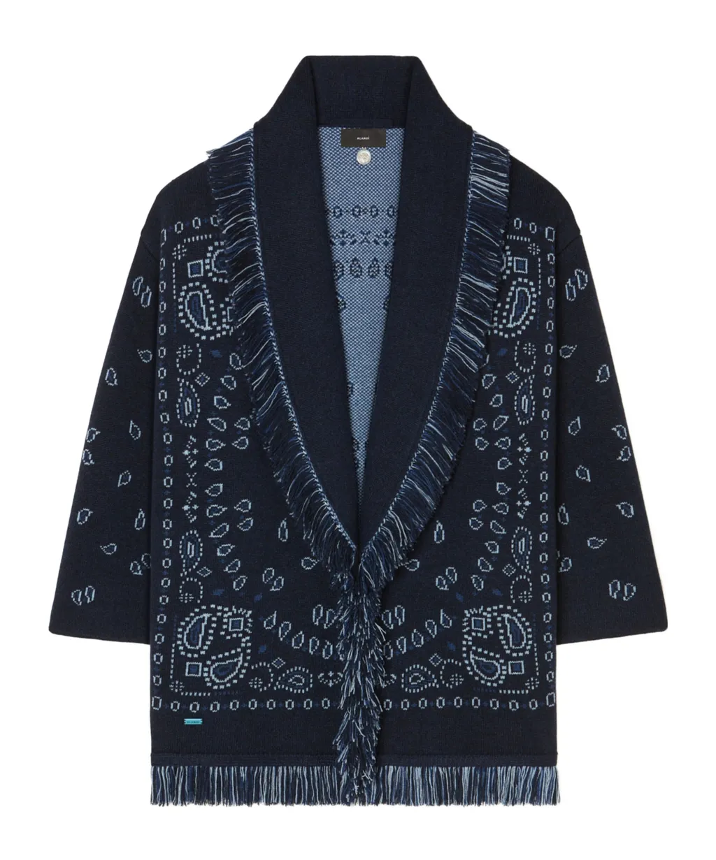 Bandana Jacquard Fringed Cardigan