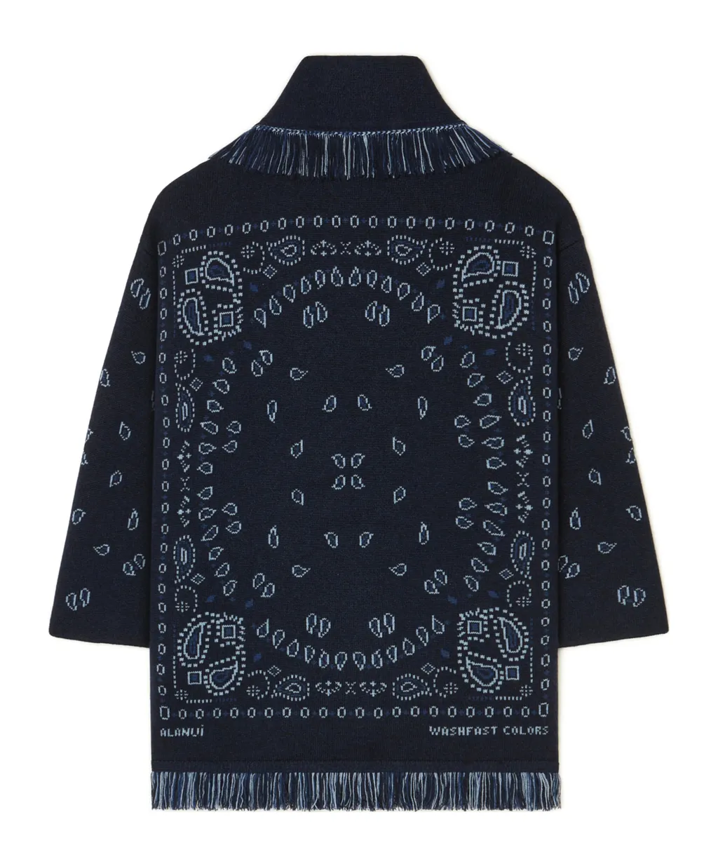 Bandana Jacquard Fringed Cardigan