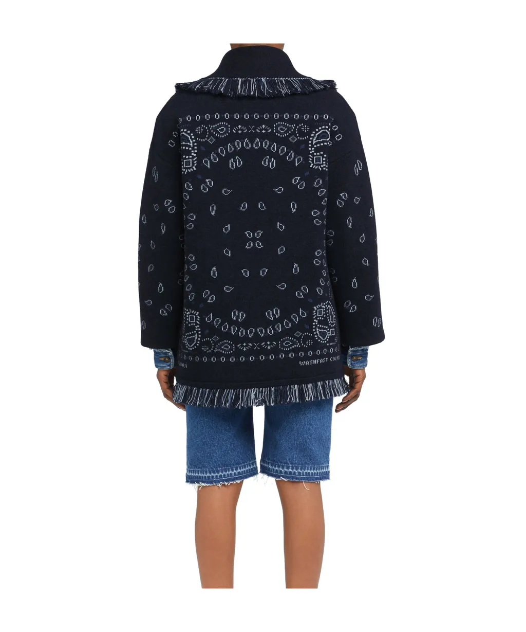 Bandana Jacquard Fringed Cardigan