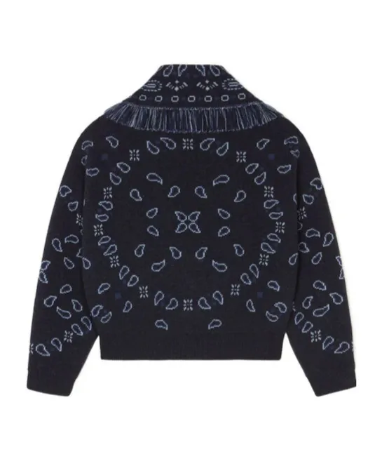Bandana-Jacquard Fringed Cardigan
