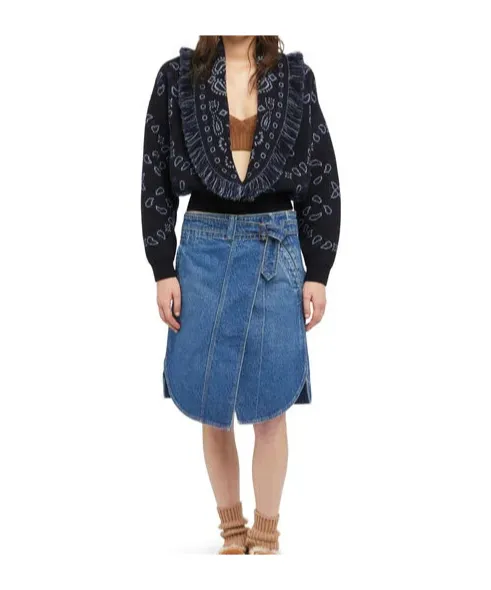 Bandana-Jacquard Fringed Cardigan