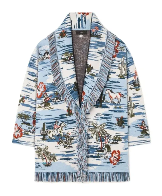 Tex-Hawaii Roundtrip Fringed Tapestry Cardigan