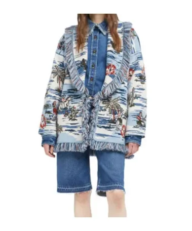 Tex-Hawaii Roundtrip Fringed Tapestry Cardigan