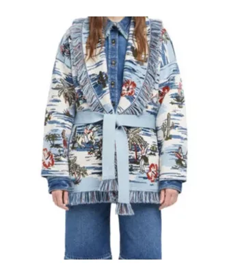Tex-Hawaii Roundtrip Fringed Tapestry Cardigan