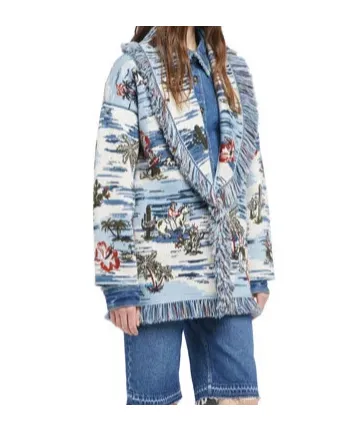 Tex-Hawaii Roundtrip Fringed Tapestry Cardigan