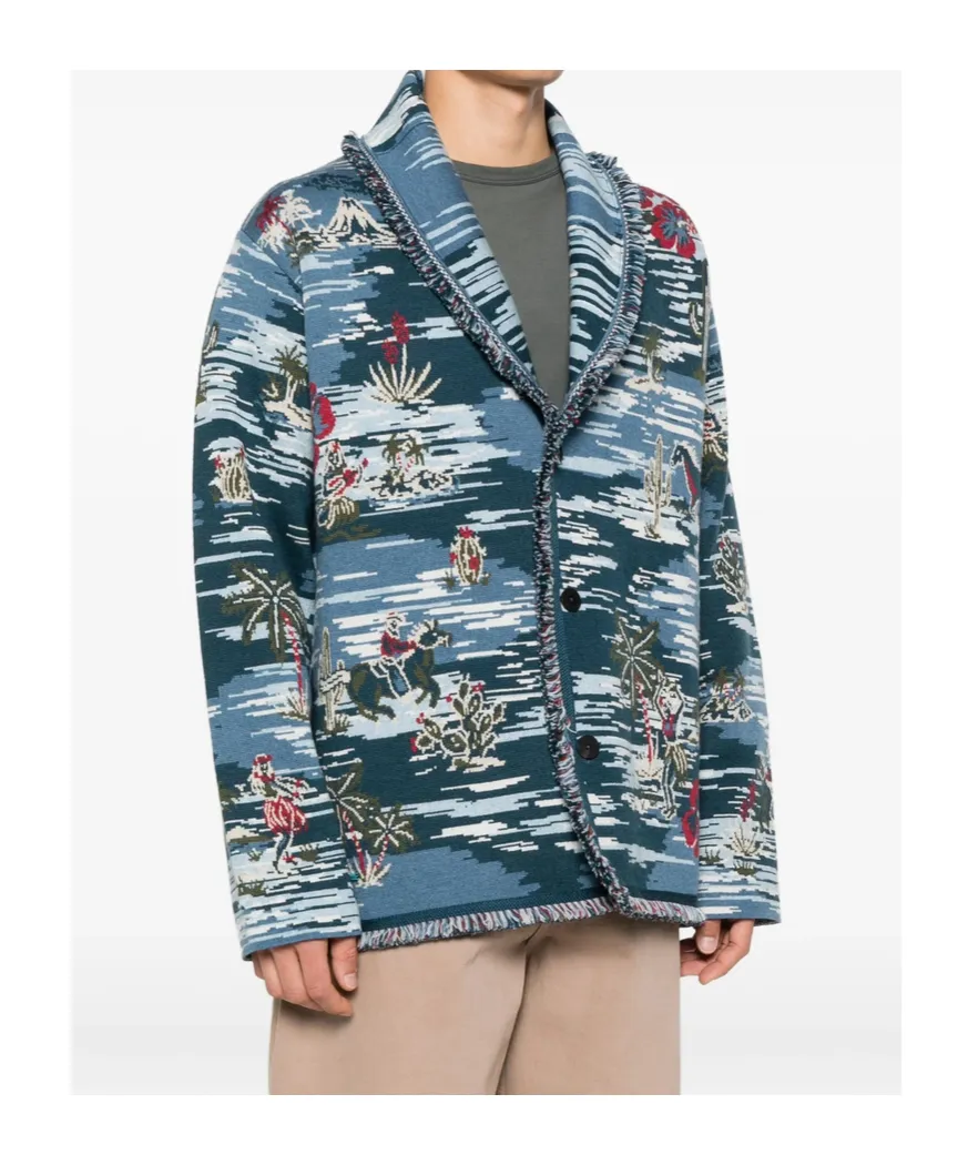 Fringed Patterned Cardigan