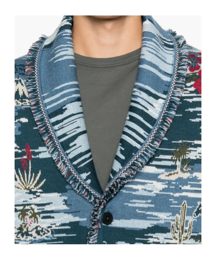 Fringed Patterned Cardigan