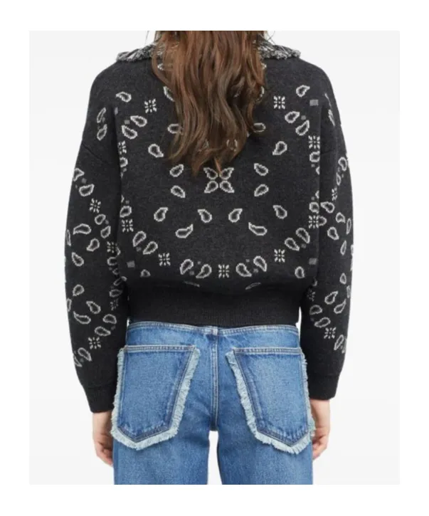 Paisley Jacquard Fringe Cardigan