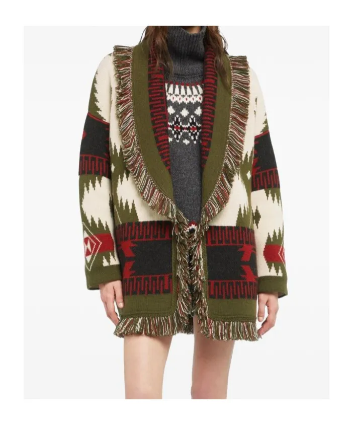 Icon Jacquard Fringe Cardigan