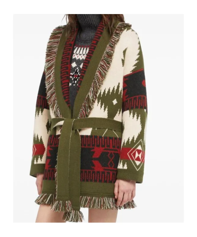 Icon Jacquard Fringe Cardigan