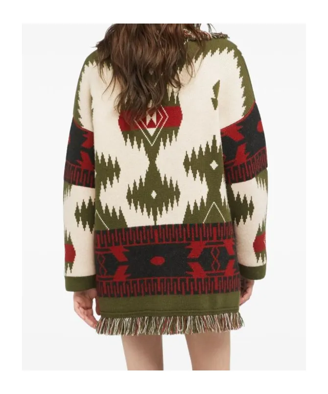 Icon Jacquard Fringe Cardigan