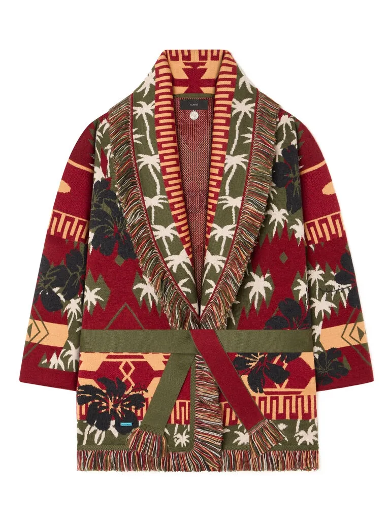 Icon Jacquard Fringed Cardigan
