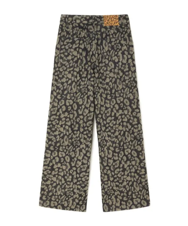 Seattle Pleated Leopard-Print Jeans