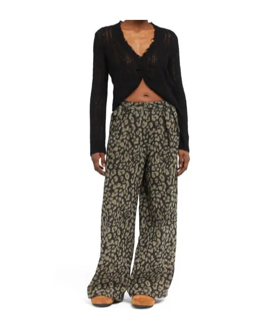 Seattle Pleated Leopard-Print Jeans